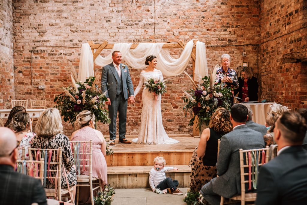 Wedding ceremony at Milton End Farm