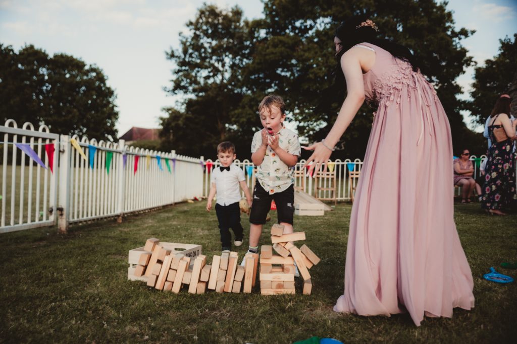 Garden games at Shrivenham memorial hall during a cotswolds wedding