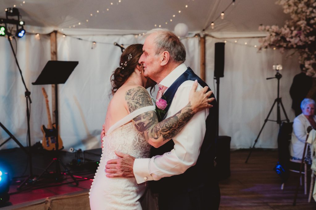 Father and daughter dance at Hardwick Moat Weddings