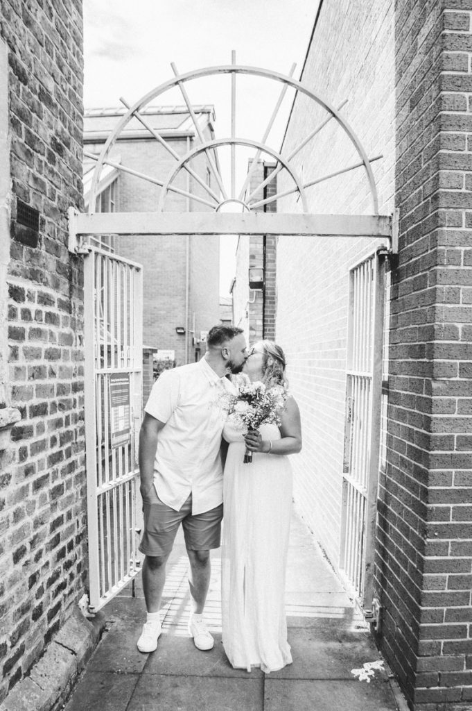 Bride and Groom Outside evesham registry office 