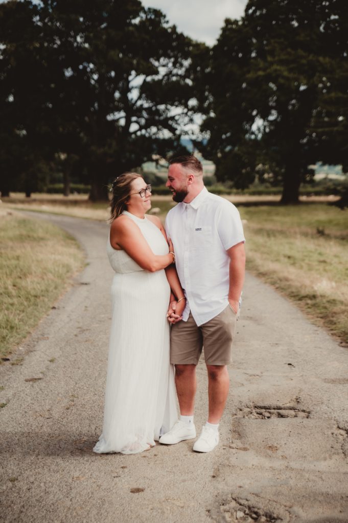 bride and groom at Dumbleton manor