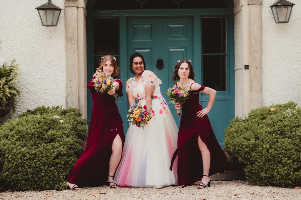 A bride and Bridesmaids outside the Matara Centre